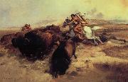 Charles M Russell Buffalo Hunt oil painting on canvas